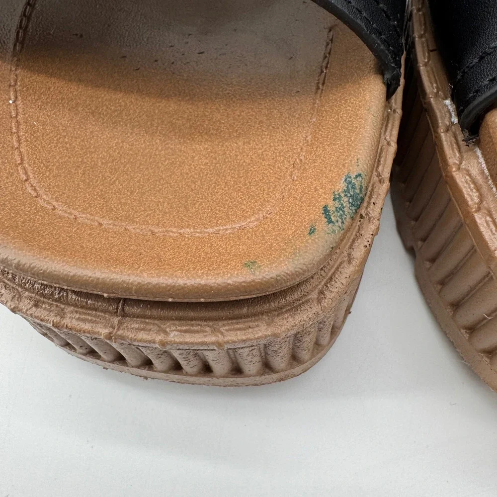 Y2K Chunky‎ Platform Slide Sandals 10 Rouge Helium Wedge Summer Festival Granola